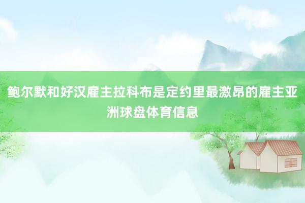 鲍尔默和好汉雇主拉科布是定约里最激昂的雇主亚洲球盘体育信息