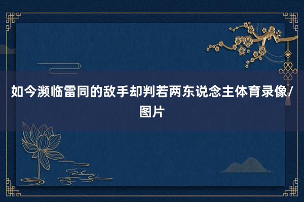 如今濒临雷同的敌手却判若两东说念主体育录像/图片