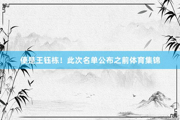 便是王钰栋！此次名单公布之前体育集锦