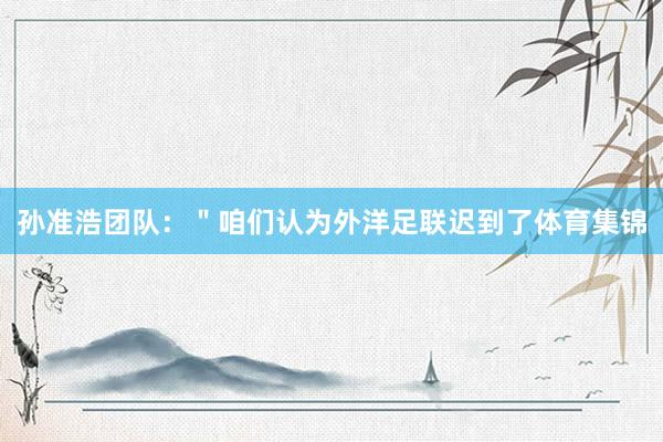 孙准浩团队：＂咱们认为外洋足联迟到了体育集锦