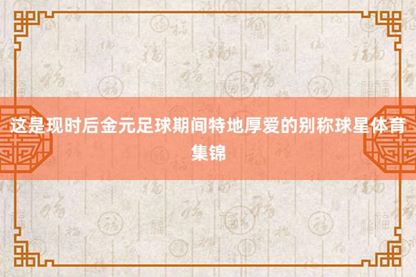 这是现时后金元足球期间特地厚爱的别称球星体育集锦
